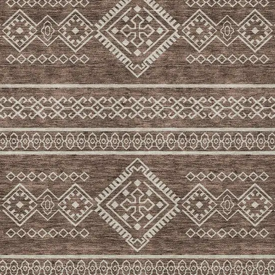 Brown And Ivory Southwestern Washable Indoor Outdoor Area Rug Photo 5