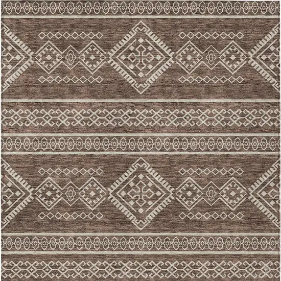 Brown And Ivory Southwestern Washable Indoor Outdoor Area Rug Photo 7