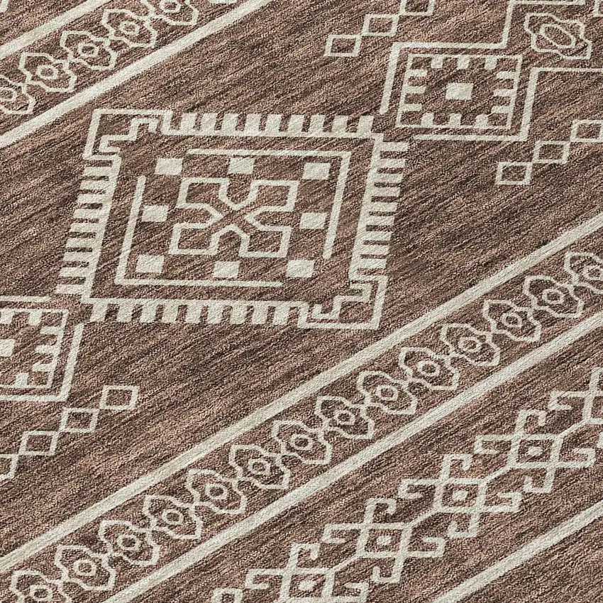 Brown And Ivory Southwestern Washable Indoor Outdoor Area Rug Photo 6