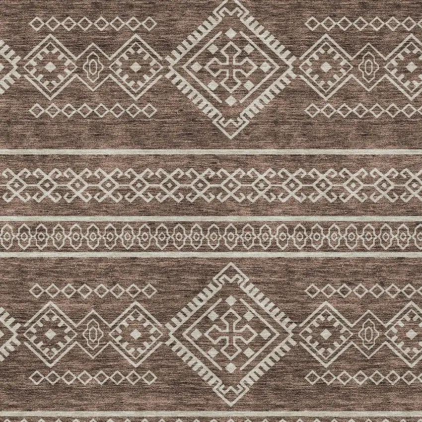 Brown And Ivory Southwestern Washable Indoor Outdoor Area Rug Photo 5