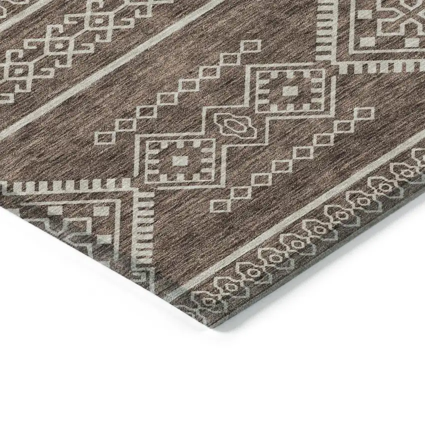 Brown And Ivory Southwestern Washable Indoor Outdoor Area Rug Photo 4