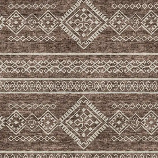 Brown And Ivory Southwestern Washable Indoor Outdoor Area Rug Photo 5