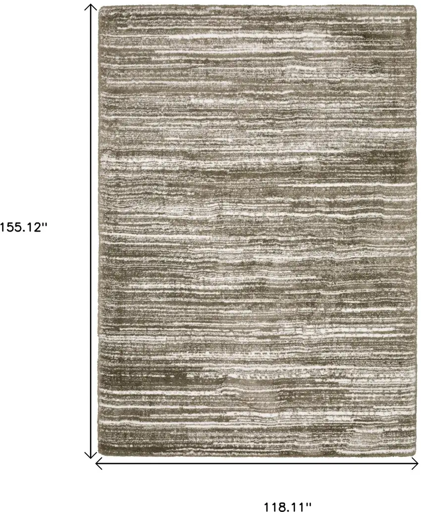 Brown And Ivory Striped Distressed Area Rug Photo 3