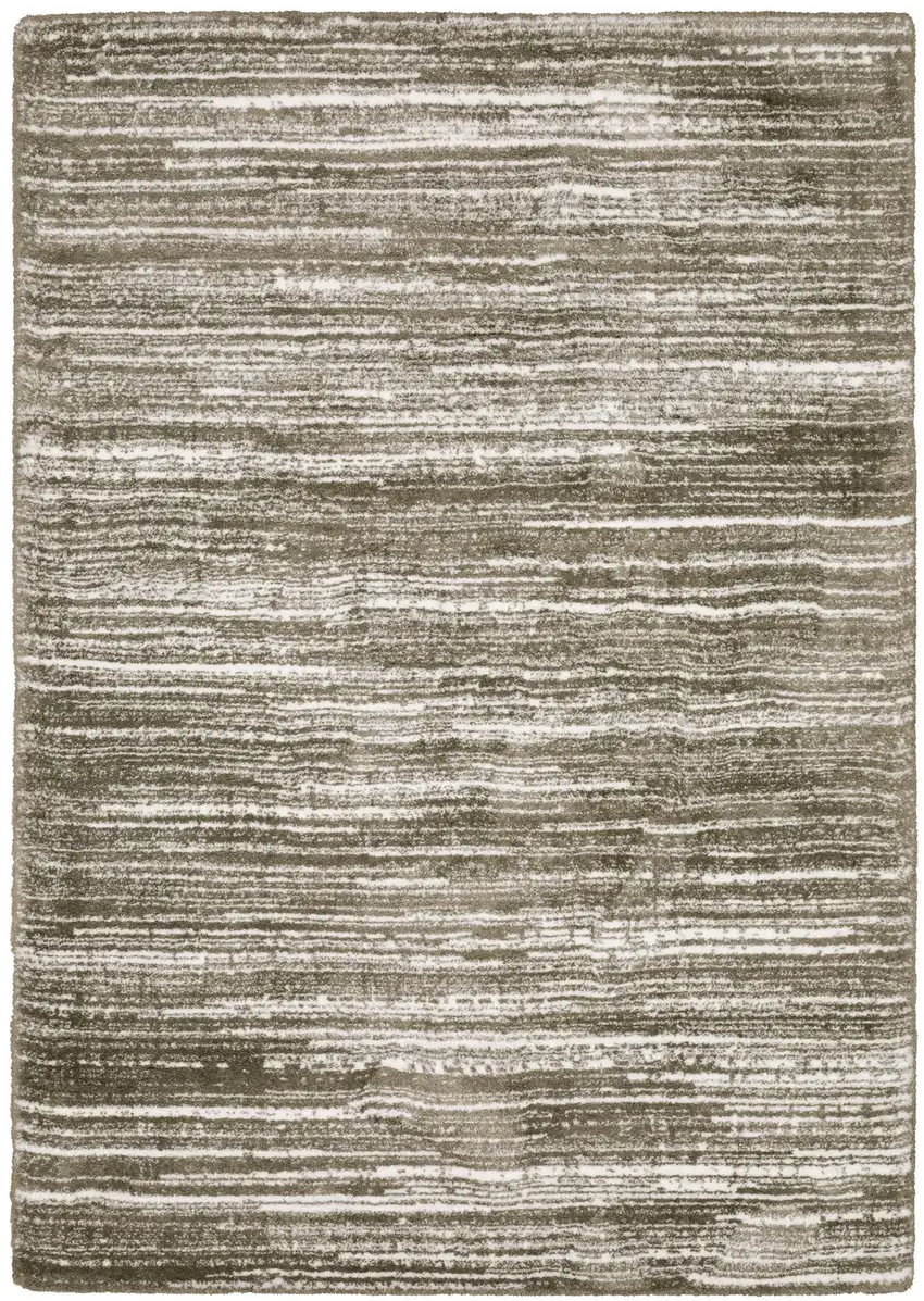 Brown And Ivory Striped Distressed Area Rug Photo 2