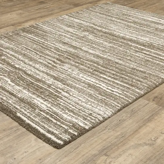 Brown And Ivory Striped Distressed Area Rug Photo 9