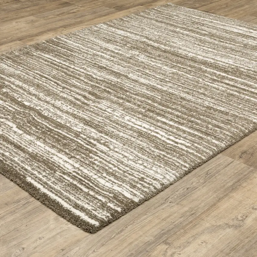 Brown And Ivory Striped Distressed Area Rug Photo 9