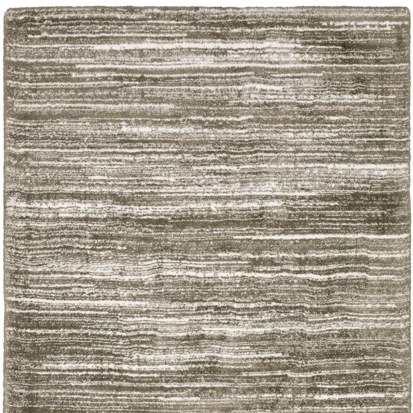 Brown And Ivory Striped Distressed Area Rug Photo 6
