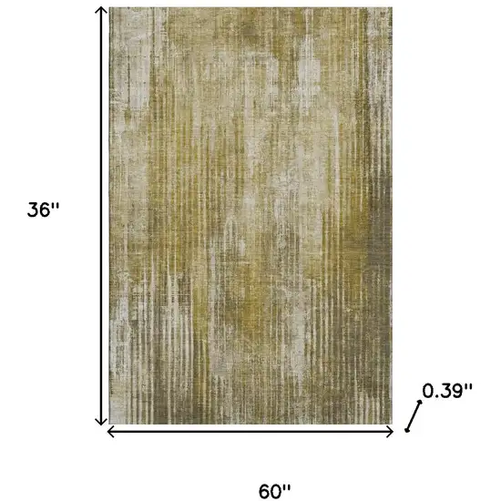 Brown And Ivory Striped Washable Area Rug With UV Protection Photo 3