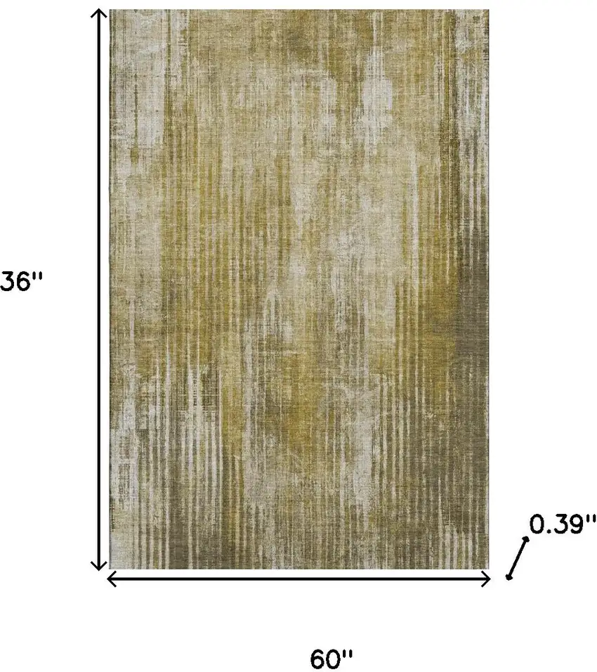 Brown And Ivory Striped Washable Area Rug With UV Protection Photo 3