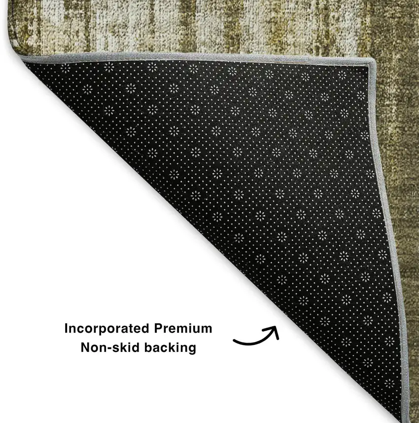 Brown And Ivory Striped Washable Area Rug With UV Protection Photo 5