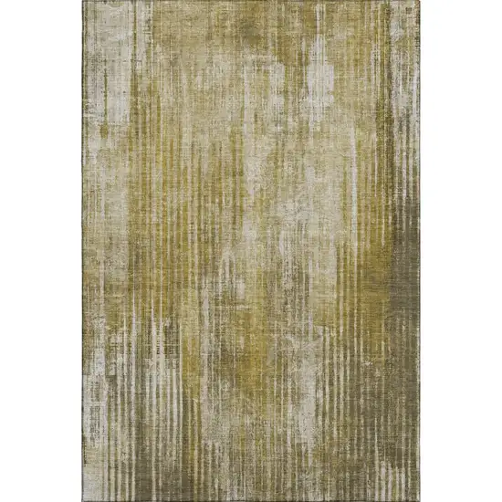 Brown And Ivory Striped Washable Area Rug With UV Protection Photo 5