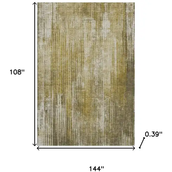 Brown And Ivory Striped Washable Area Rug With UV Protection Photo 3