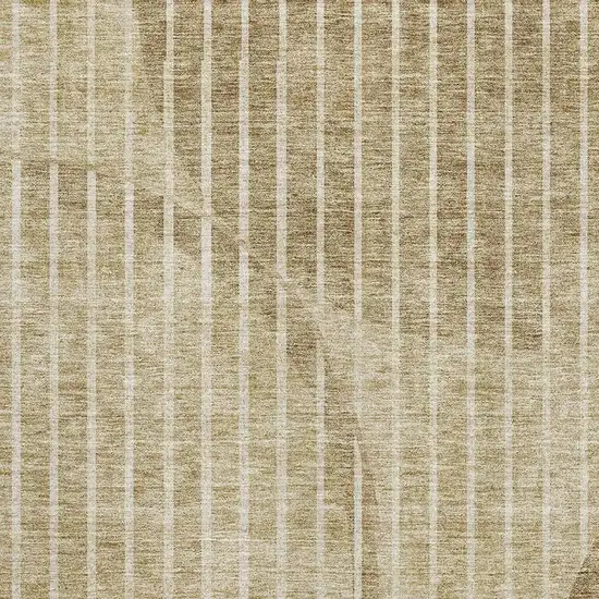 Brown And Ivory Striped Washable Area Rug With UV Protection Photo 2