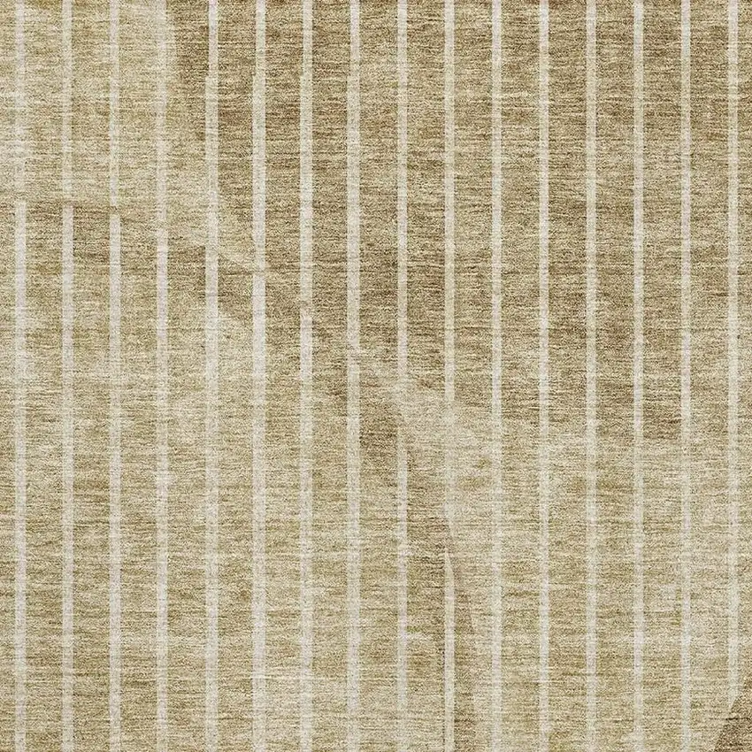 Brown And Ivory Striped Washable Area Rug With UV Protection Photo 2