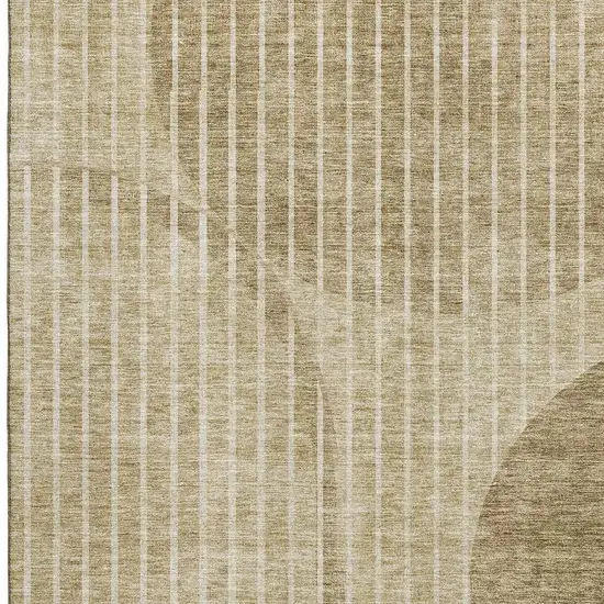 Brown And Ivory Striped Washable Area Rug With UV Protection Photo 3
