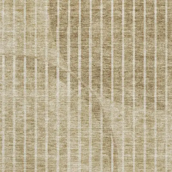 Brown And Ivory Striped Washable Area Rug With UV Protection Photo 2