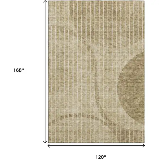 Brown And Ivory Striped Washable Area Rug With UV Protection Photo 3