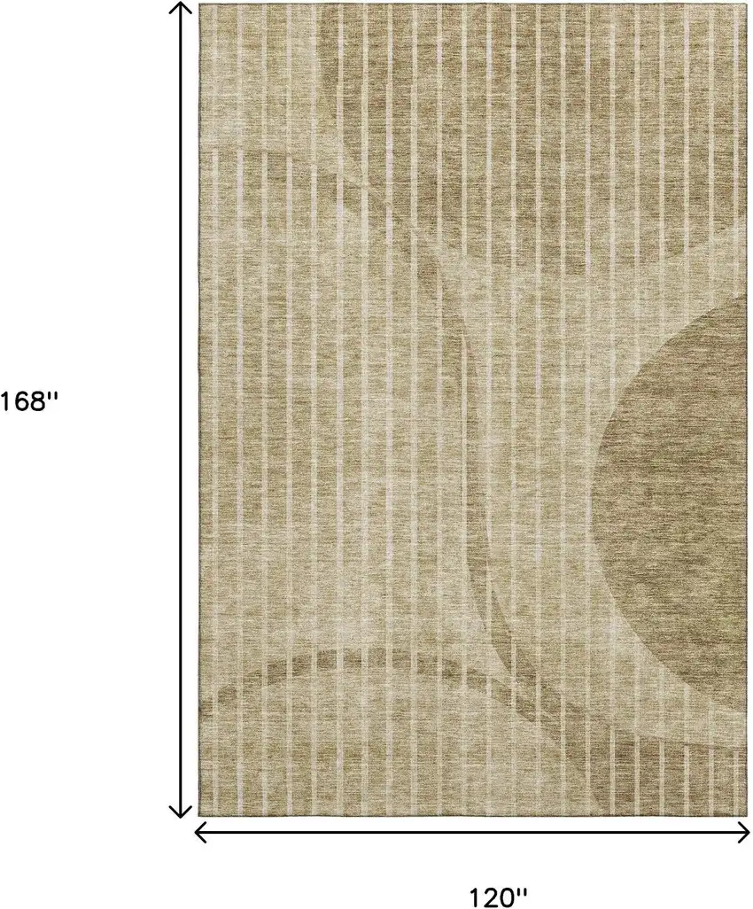 Brown And Ivory Striped Washable Area Rug With UV Protection Photo 3