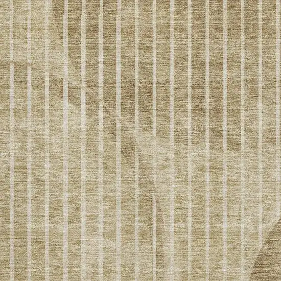 Brown And Ivory Striped Washable Area Rug With UV Protection Photo 2