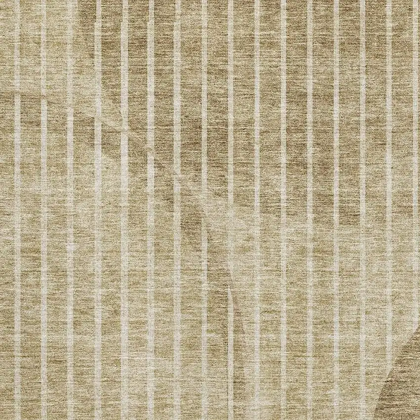 Brown And Ivory Striped Washable Area Rug With UV Protection Photo 2