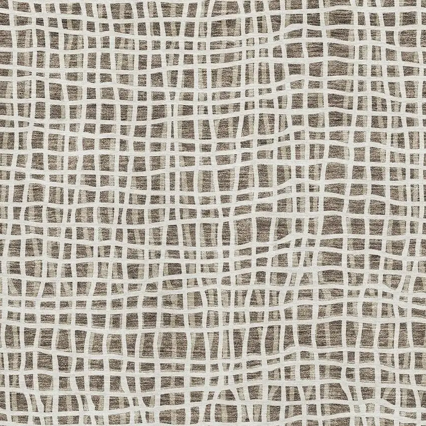 Brown And Ivory Striped Washable Area Rug With UV Protection Photo 3