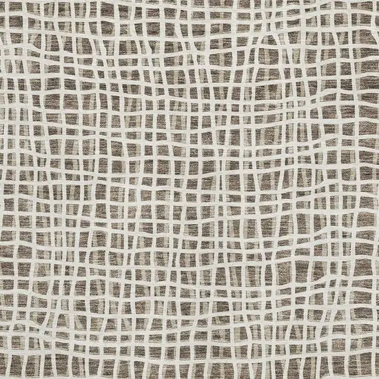 Brown And Ivory Striped Washable Area Rug With UV Protection Photo 3