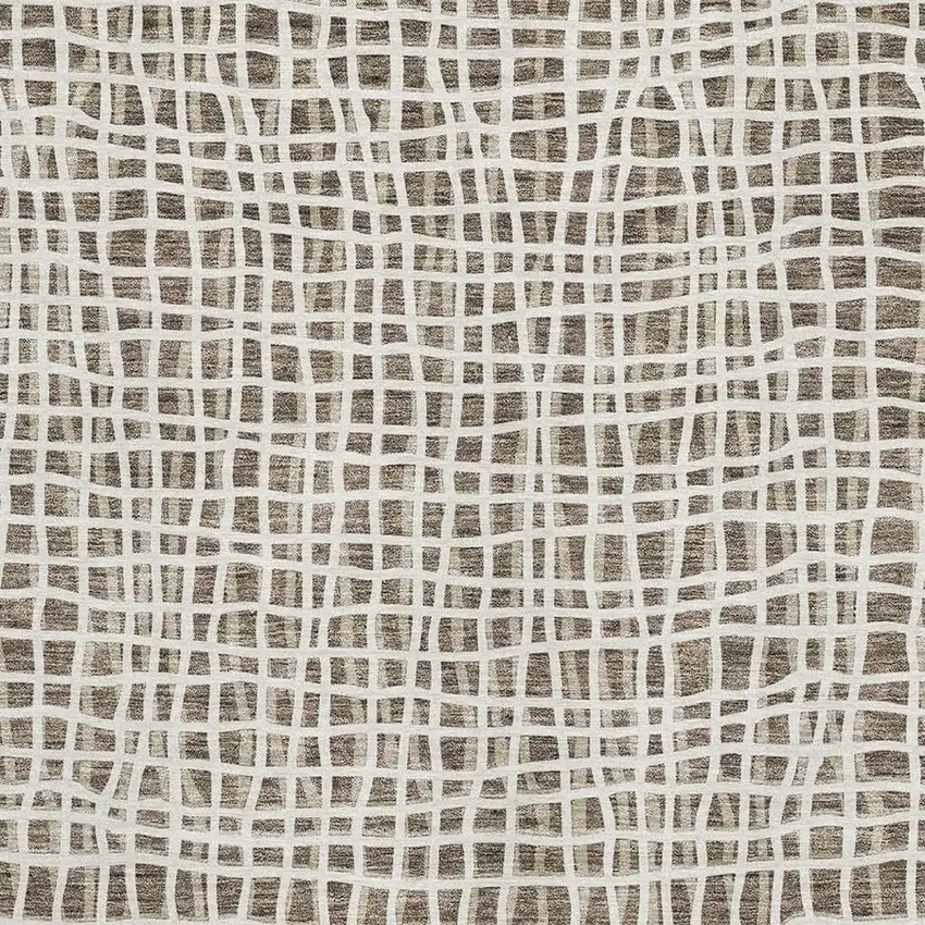 Brown And Ivory Striped Washable Area Rug With UV Protection Photo 3