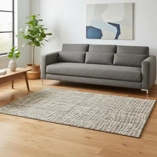 Brown And Ivory Striped Washable Area Rug With UV Protection Photo 2