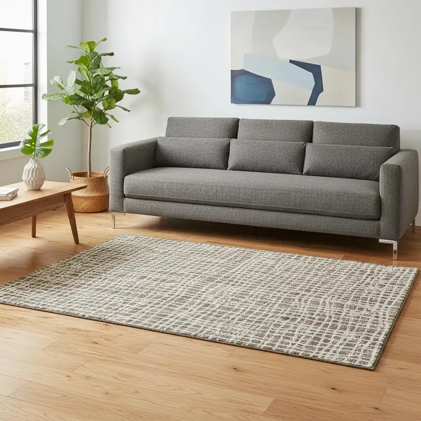 Brown And Ivory Striped Washable Area Rug With UV Protection Photo 2