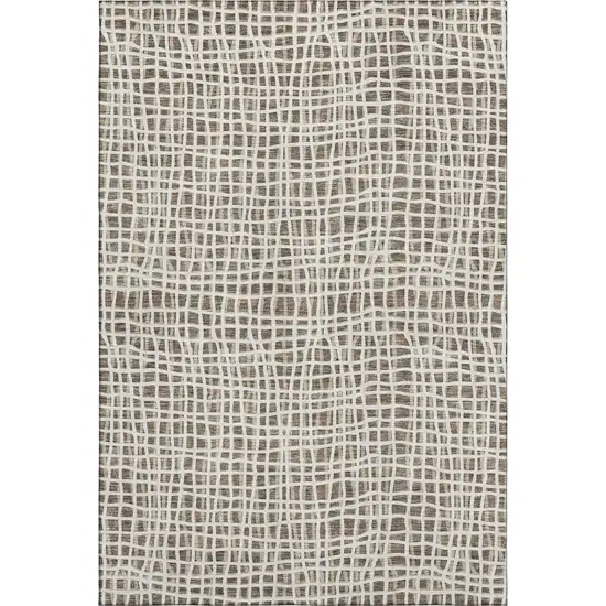 Brown And Ivory Striped Washable Area Rug With UV Protection Photo 1