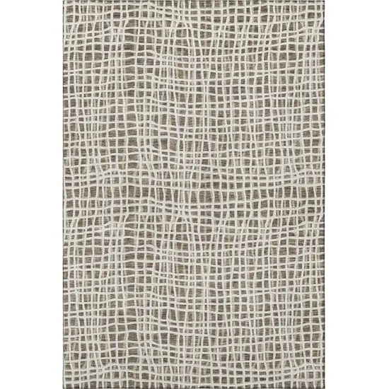 Brown And Ivory Striped Washable Area Rug With UV Protection Photo 4