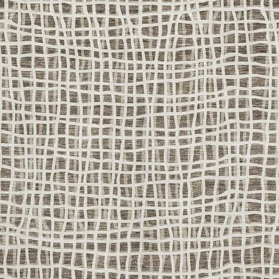 Brown And Ivory Striped Washable Area Rug With UV Protection Photo 3