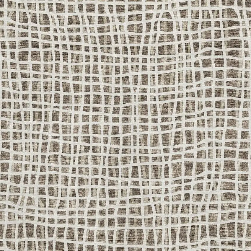 Brown And Ivory Striped Washable Area Rug With UV Protection Photo 3