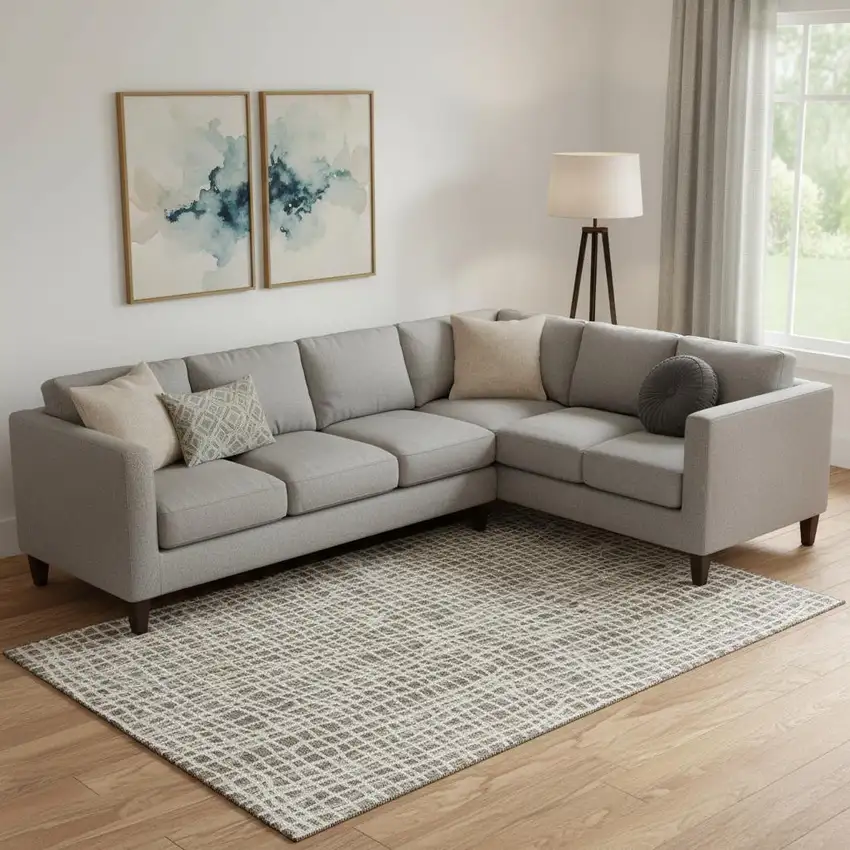 Brown And Ivory Striped Washable Area Rug With UV Protection Photo 1