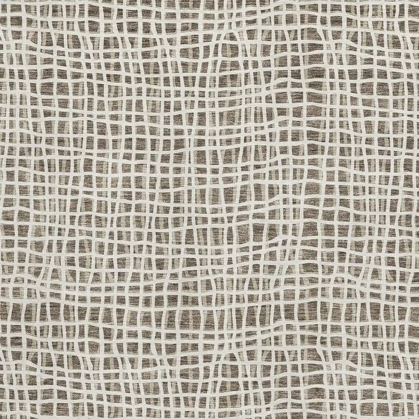 Brown And Ivory Striped Washable Area Rug With UV Protection Photo 4