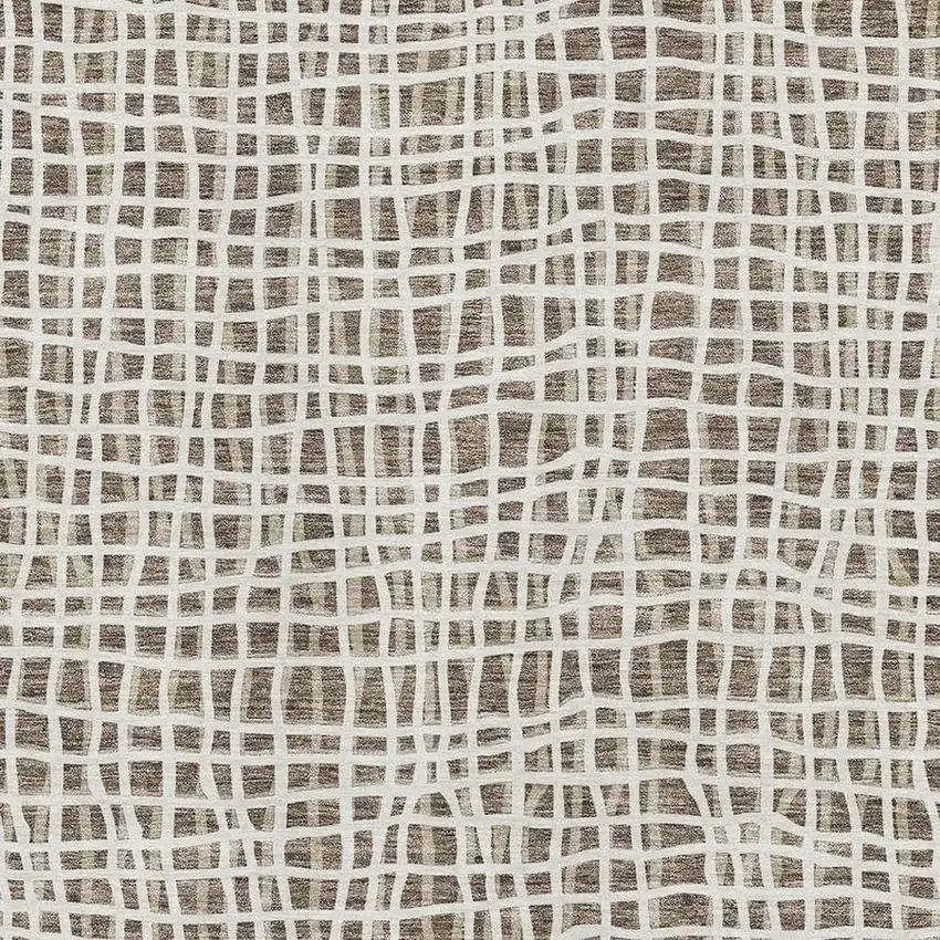 Brown And Ivory Striped Washable Area Rug With UV Protection Photo 3