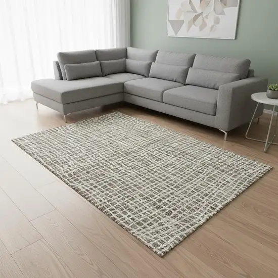 Brown And Ivory Striped Washable Area Rug With UV Protection Photo 2