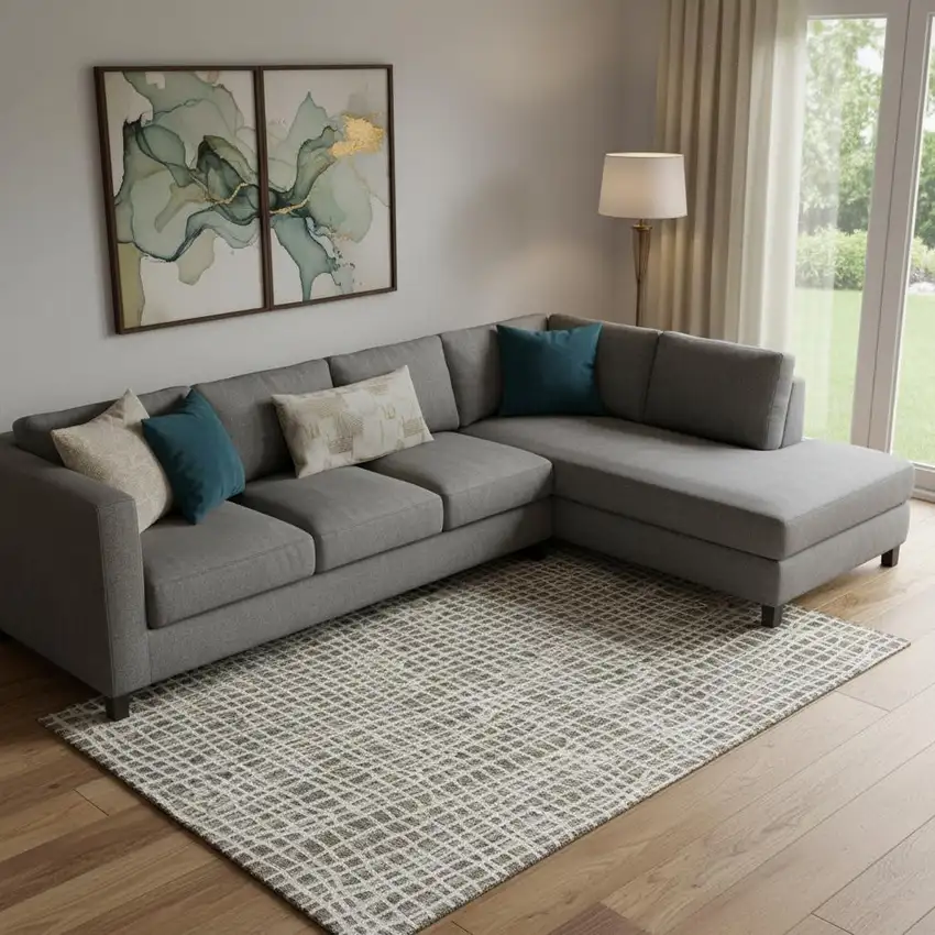 Brown And Ivory Striped Washable Area Rug With UV Protection Photo 1