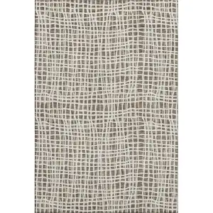 Photo of Brown And Ivory Striped Washable Area Rug With UV Protection
