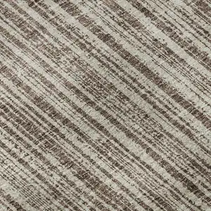 Photo of Brown And Ivory Striped Washable Area Rug With UV Protection