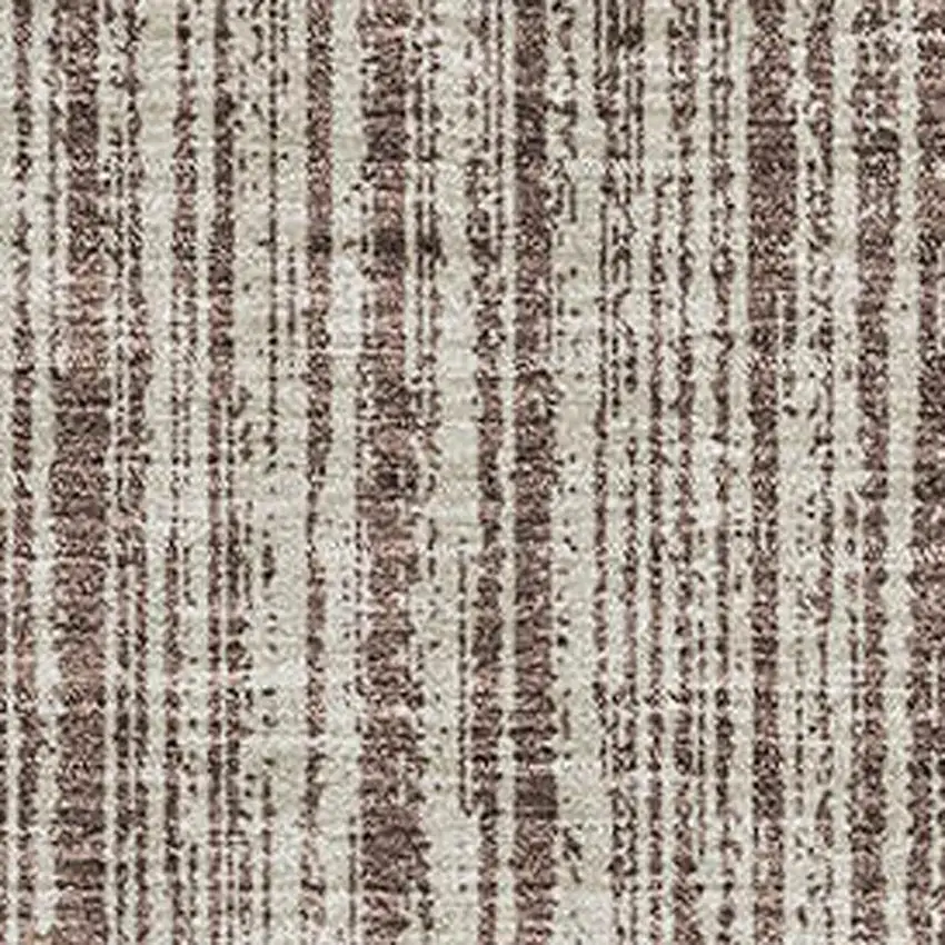 Brown And Ivory Striped Washable Area Rug With UV Protection Photo 4