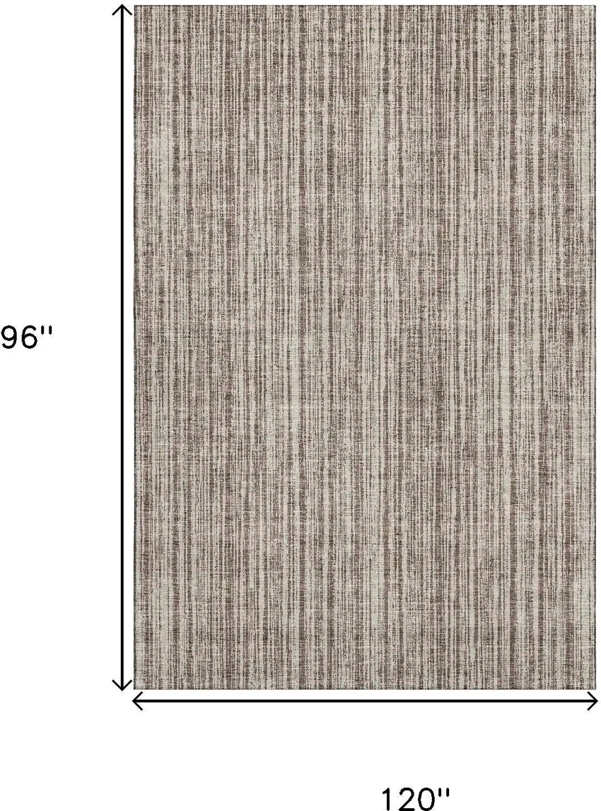 Brown And Ivory Striped Washable Area Rug With UV Protection Photo 3