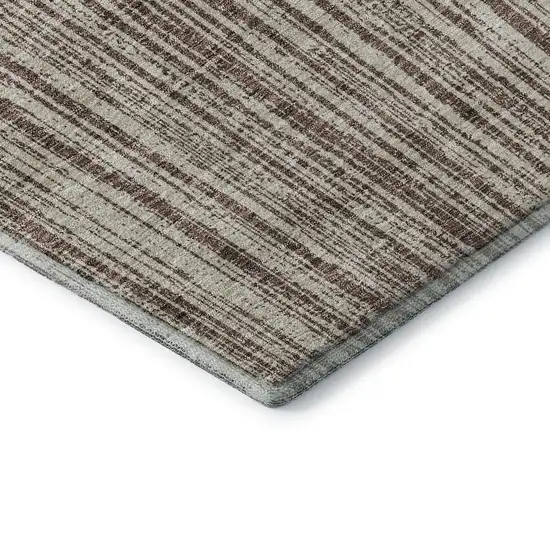 Brown And Ivory Striped Washable Area Rug With UV Protection Photo 8