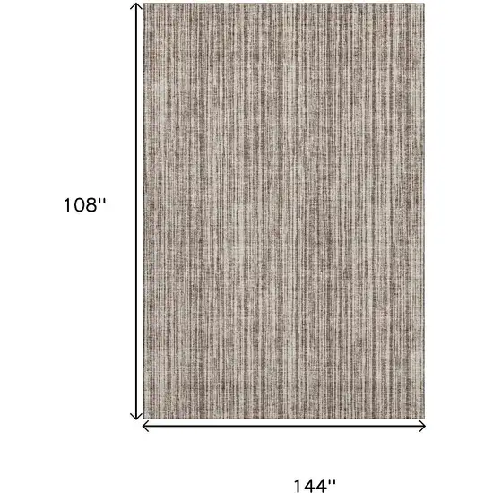 Brown And Ivory Striped Washable Area Rug With UV Protection Photo 3
