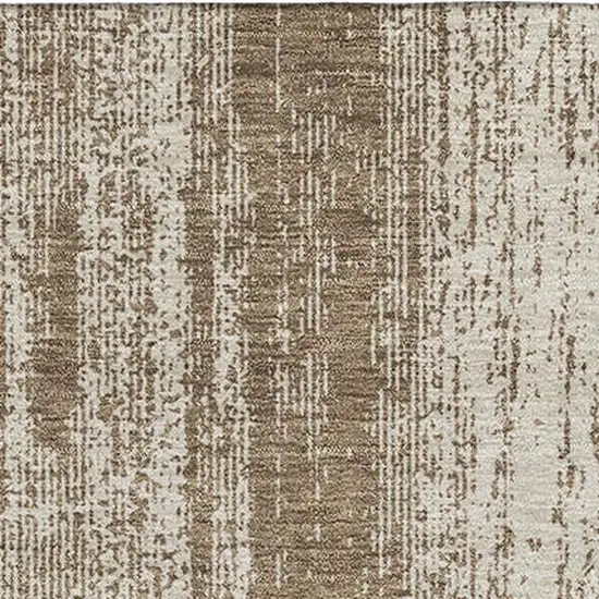 Brown And Ivory Striped Washable Area Rug With UV Protection Photo 4