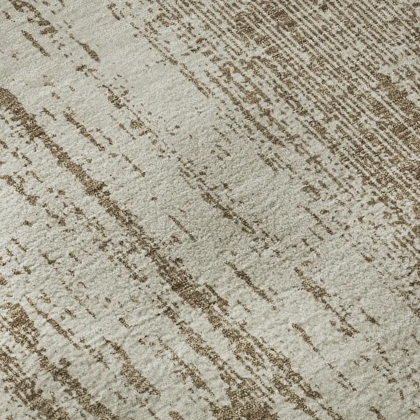 Brown And Ivory Striped Washable Area Rug With UV Protection Photo 7