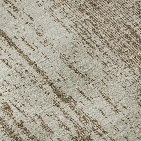 Brown And Ivory Striped Washable Area Rug With UV Protection Photo 7