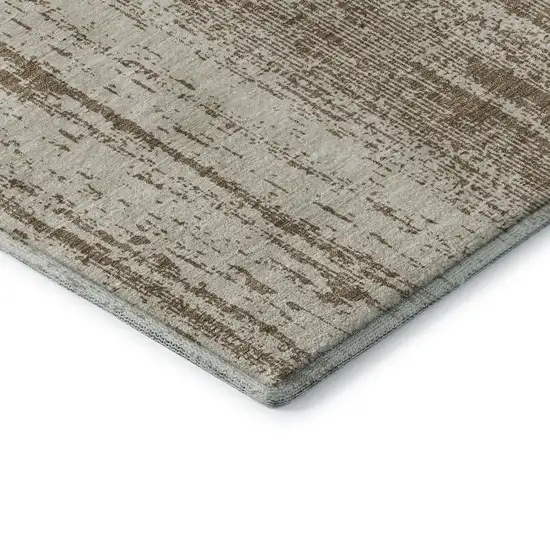 Brown And Ivory Striped Washable Area Rug With UV Protection Photo 5