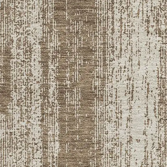 Brown And Ivory Striped Washable Area Rug With UV Protection Photo 4
