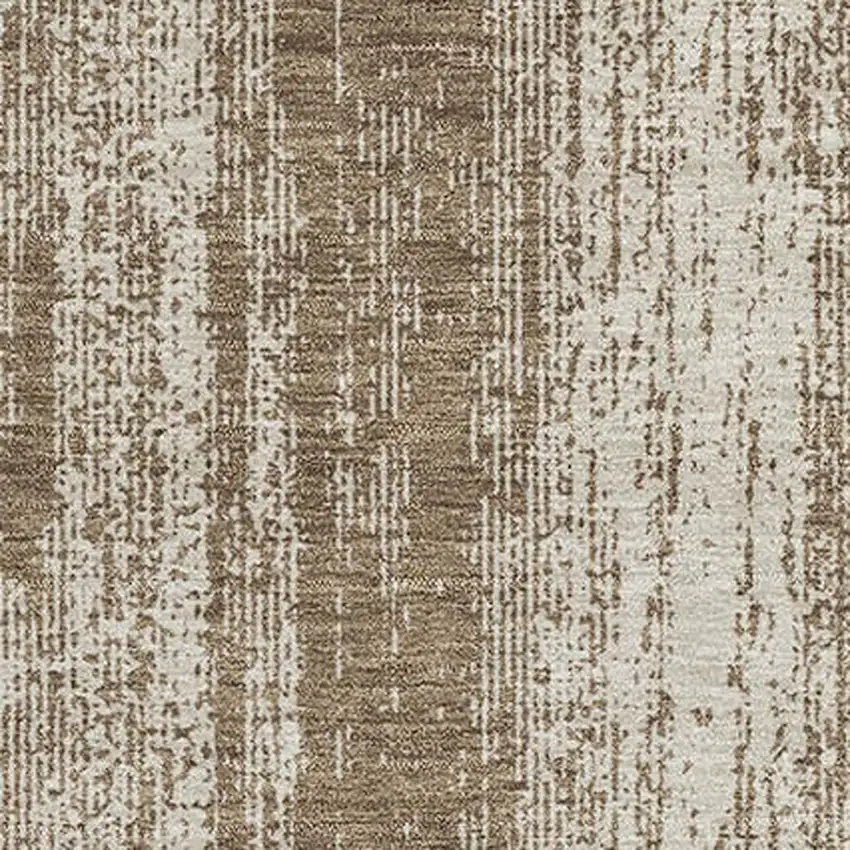 Brown And Ivory Striped Washable Area Rug With UV Protection Photo 4